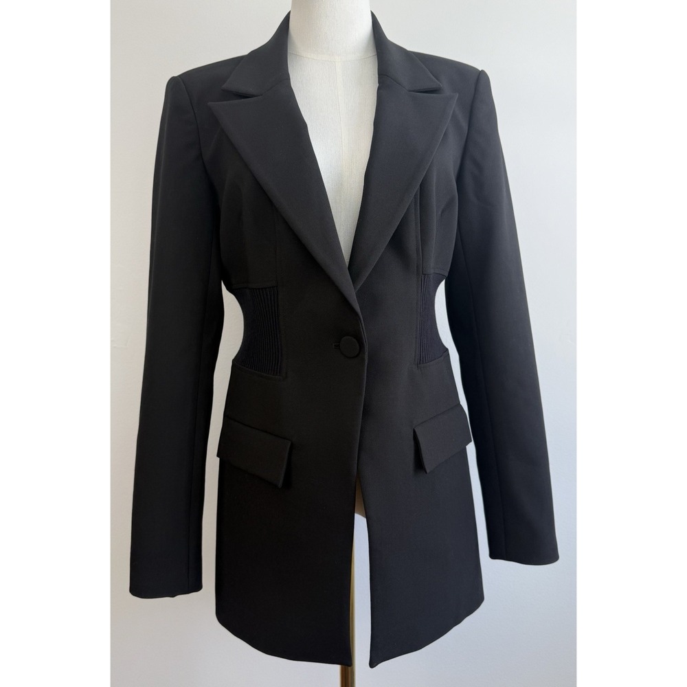 Good American Stretch Blazer Sz 2 XS Pockets Single Button Career Interview